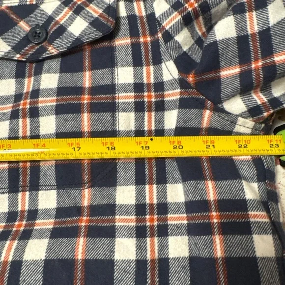 Navy and White Plaid Button-Up Shirt